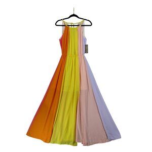 Eva Mendes New York & Company Colorblock Maxi Dress Size S Multicolor